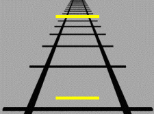 An example of the Ponzo Illusion. Both horizontal lines are the same size.