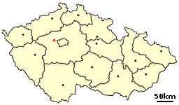 Map of the Czech Republic highlighting Lidice