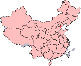 Tianjin is highlighted on this map