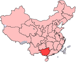 Guangxi is highlighted on this map