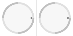 Figure 11: Object moving frictionlessly over the surface of a very shallow parabolic dish. The object has been released in such a way that it follows an ellipse-shaped trajectory. Left: The inertial point of view. Right: The co-rotating point of view.