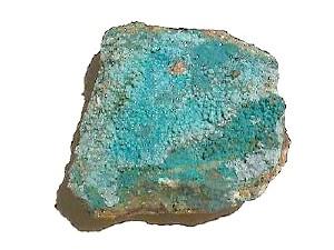 Some natural blue to blue-green materials, such as this botryoidal chrysocolla with quartz drusy, are occasionally confused with, or used to imitate turquoise