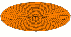 One of the possible modes of vibration of a circular drum.