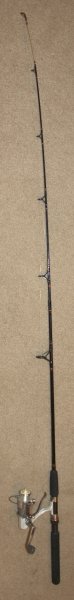 A fiberglass spinning rod and reel circa 1997.