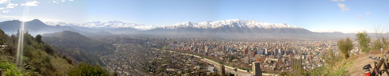 Panorama view of eastern Santiago from San Cristóbal hill.