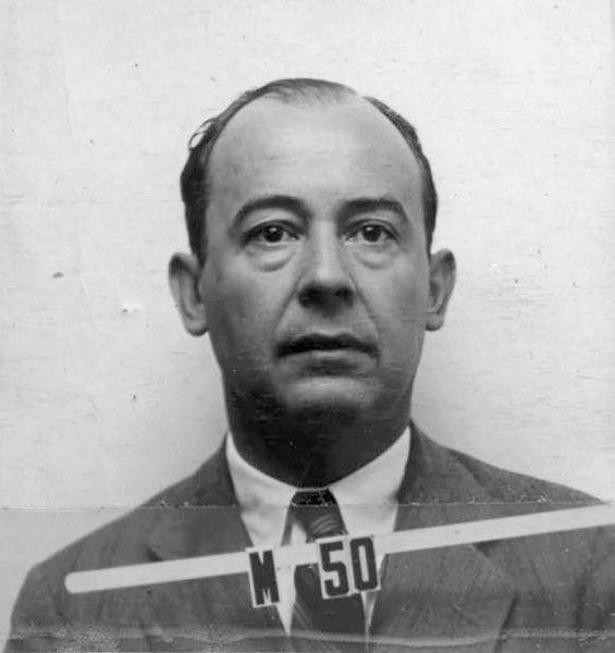 John von Neumann's wartime Los Alamos ID badge photo.