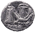 Reverse of a Roman coin featuring the lighthouse from 189 C.E.