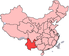Yunnan is highlighted on this map