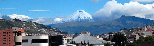 Cotopaxi with snow in Summer.