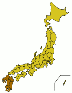 Kyūshū region of Japan and the current prefectures on the island of Kyūshū