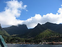 The town of San Juan Bautista in Cumberland Bay, Robinson Crusoe Island