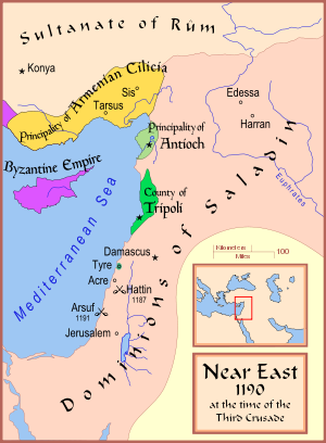 The Near East, c. 1190, at the outset of the Third Crusade.