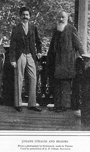 Johann Strauss and Johannes Brahms photographed in Vienna