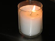 A yahrtzeit candle, lit on the Hebrew anniversary of a loved one's death
