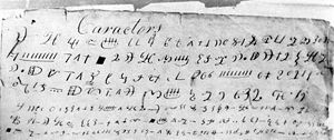 A transcription by Joseph Smith, Jr. of characters he said were engraved on the Golden Plates
