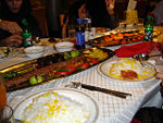 Typical table setting and elements of a popular Iranian dish.