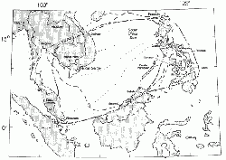 Location of Mt. Pinatubo, showing area over which ash from the 1991 eruption fell