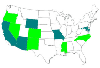 Gas chamber history and laws in the United States.Color key: ██ Secondary method only    ██ Once used gas chamber, but does not today  ██ Has never used gas chamber (includes Alaska and Hawaii)