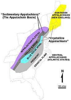 appalachian map mountains region geology mountain ridge appalachians west zones formed usgs north uplands nyc section provinces history cross steps