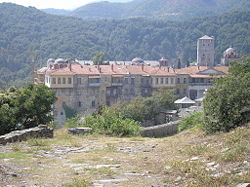 Iviron monastery lies near the site where according to tradition Mary first landed on Athos.