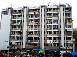 Much of Yangon's population reside in densely-populated apartment buildings