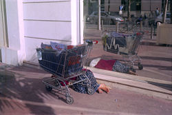 A homeless person in Nice, France