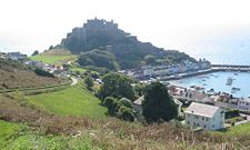 Mont Orgueil dominates the small harbor of Gorey and guards Jersey from attack from the French coast opposite