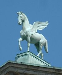Pegasus on the top of the Poznań Opera House in Poland