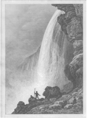 1837 woodcut of Niagara Falls, from Etats Unis d'Amerique by Roux de Rochelle