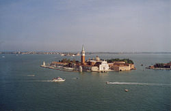 View of Venice to San Giorgio Maggiore Island from St. Mark's Campanile.