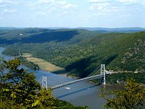 The Bear Mountain Bridge crossing the Hudson River.