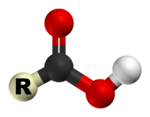 The 3D structure of a carboxylic acid.