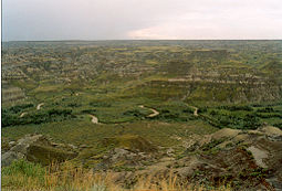 The badlands near the entrance of the park