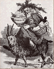 Father Christmas riding on a goat