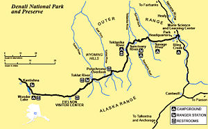 Denali Park roadway map.