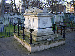 John Bunyan's tomb, Bunhill Fields, City Road, London. (January 2006)