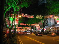 Orchard Road is a popular tourist attraction in Singapore. Every year, Orchard Road is brightly lit during Christmas, so that tourists can enjoy the night scene of the streets during this period of time.