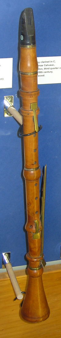 4-key boxwood clarinet, ca. 1760.