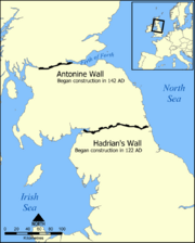 Map showing the location of Hadrian's Wall