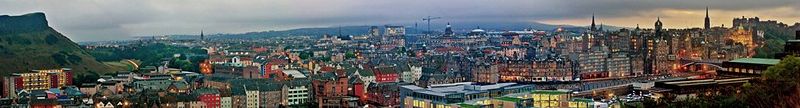 Panorama of the Old Town and Southside of Edinburgh from the Nelson monument. The term Panorama was originally coined by the Irish painter Robert Barker to describe his panoramic paintings of Edinburgh.