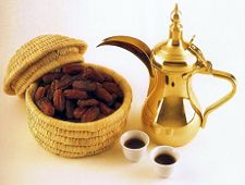 Gahwa served in Dalla and Finjan with dates.
