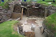 Skara Brae, a Neolithic settlement, located in the Bay of Skaill on the west coast of mainland Orkney.