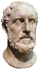 Bust of Thucydides, historian who recorded the Plague of Athens, and who himself was afflicted and survived.