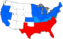 Map of the division of the states during the Civil War