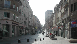 Ben Yehuda street in Jerusalem is nearly deserted on the Sabbath