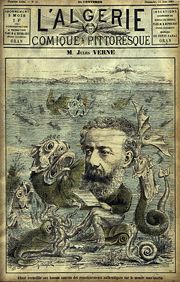 Jules Verne and some of the creatures from his novels