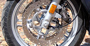 Front disk brakes with an ABS sensor ring on a BMW R1200RT