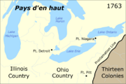 The main area of action in Pontiac's Rebellion.