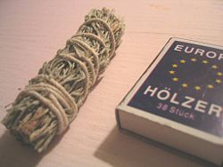 A smudge stick prepared to purify a new apartment before moving in.