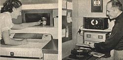 Robert and Virginia Heinlein in a 1952 Popular Mechanics article, titled "A House to Make Life Easy." The Heinleins, both engineers, designed the house themselves with many innovative features.